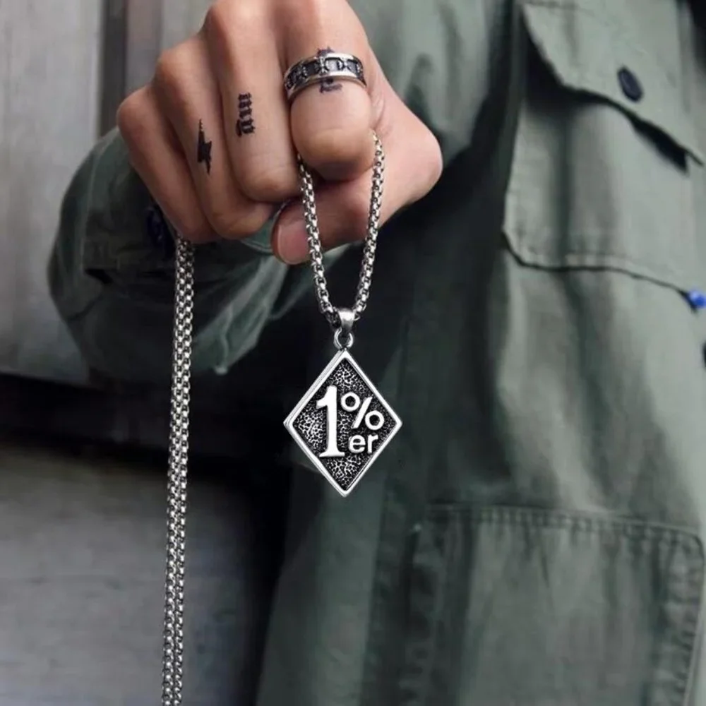❤️Fashion trend Retro 1%er square pendant necklace for women/men, N90201P179